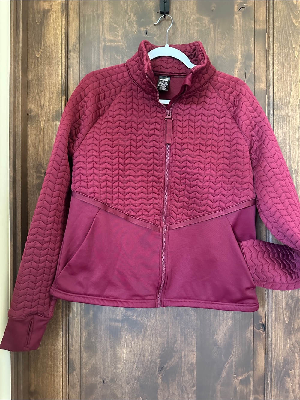 Avia Quilted Full-Zip Jacket in Burgundy